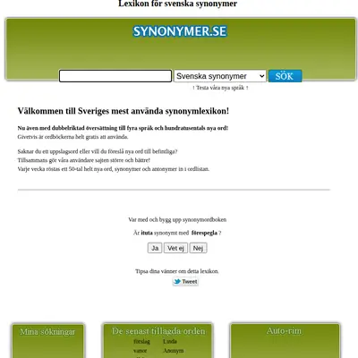 Synonymer.se startsida 2012