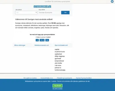 Synonymer.se startsida 2018