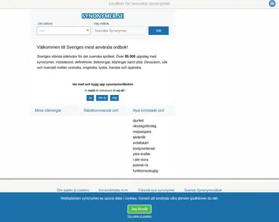 Synonymer.se startsida 2019