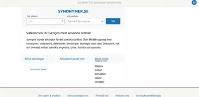 Synonymer.se startsida 2021