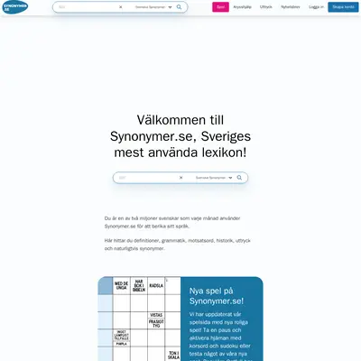 Synonymer.se startsida 2026