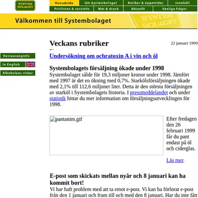 ELLE mat & vin startsida 1999