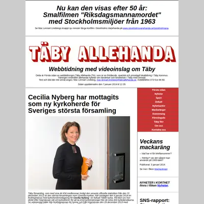 Täby Allehanda, www.tabyallehanda.se startsida 2014