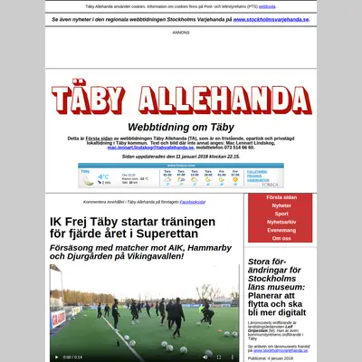 Täby Allehanda, www.tabyallehanda.se startsida 2018
