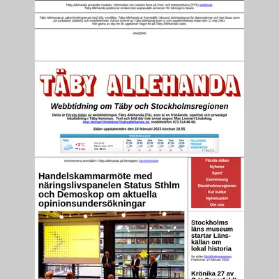 Täby Allehanda, www.tabyallehanda.se startsida 2023