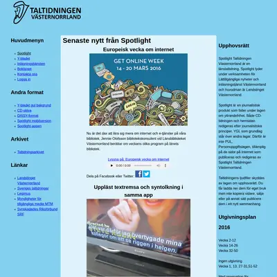 taltidningenvasternorrland.se startsida 2016