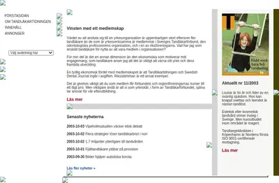 Tandläkartidningen, www.tandlakartidningen.se startsida 2003