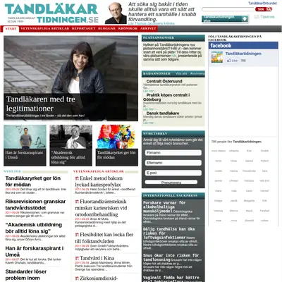 Tandläkartidningen, www.tandlakartidningen.se startsida 2011