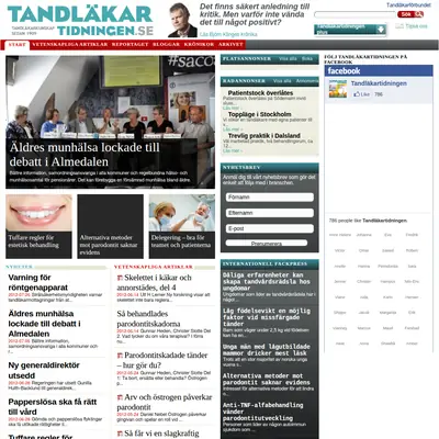 Tandläkartidningen, www.tandlakartidningen.se startsida 2012