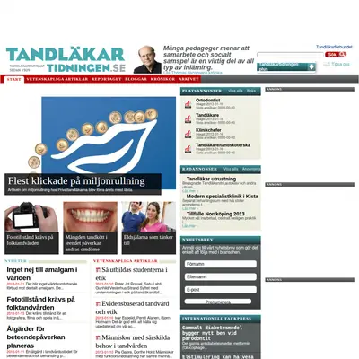Tandläkartidningen, www.tandlakartidningen.se startsida 2013