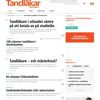 Tandläkartidningen, www.tandlakartidningen.se startsida 2017