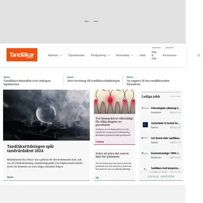 Tandläkartidningen, www.tandlakartidningen.se startsida 2024