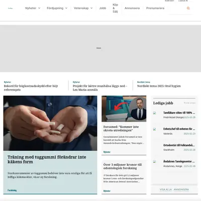 Tandläkartidningen, www.tandlakartidningen.se startsida 2025