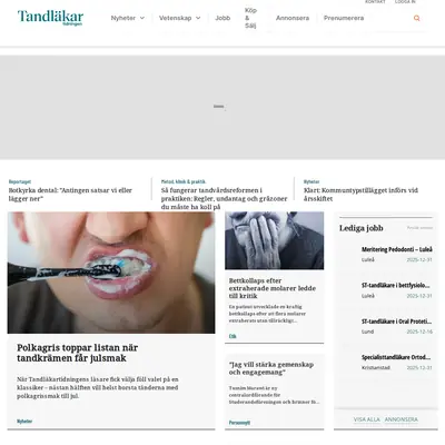 Tandläkartidningen, www.tandlakartidningen.se startsida 2026