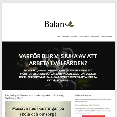 Balans, tankesmedjanbalans.se startsida 2019