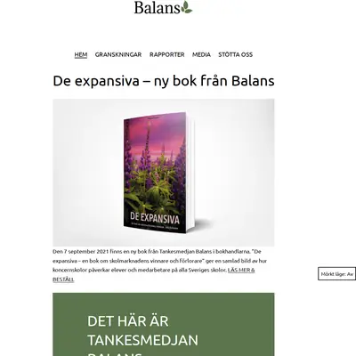 Balans, tankesmedjanbalans.se startsida 2022