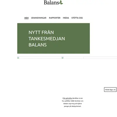 Balans, tankesmedjanbalans.se startsida 2024