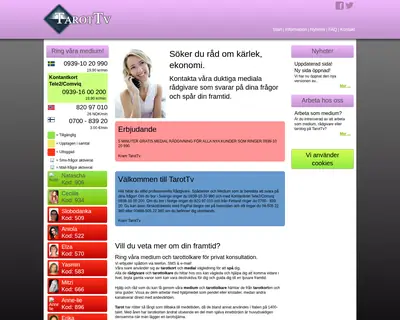 Tarottv.se startsida 2021