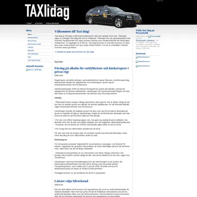 taxiidag.se startsida 2008