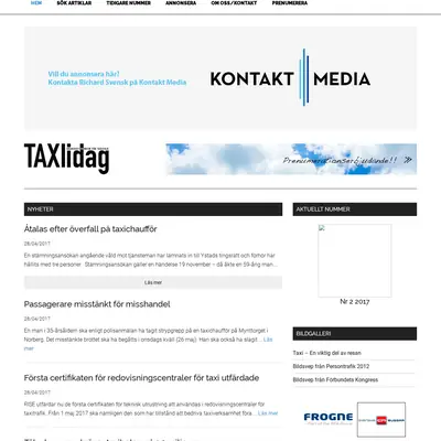 taxiidag.se startsida 2017