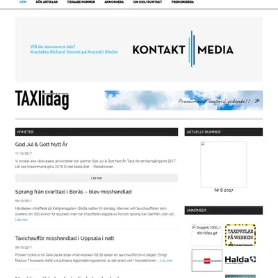 taxiidag.se startsida 2018