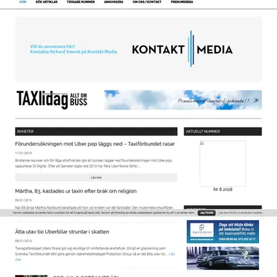 taxiidag.se startsida 2019