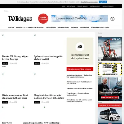 taxiidag.se startsida 2021
