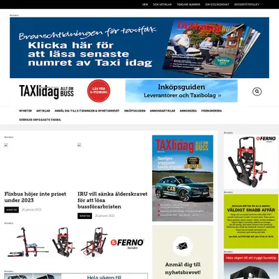 taxiidag.se startsida 2023