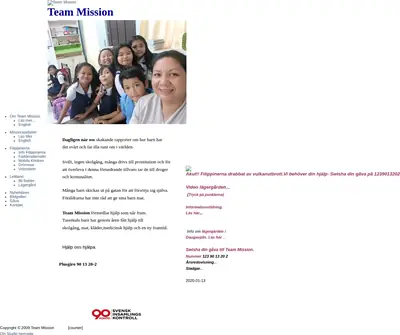 Team Mission startsida 2020