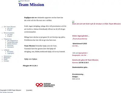 Team Mission startsida 2022