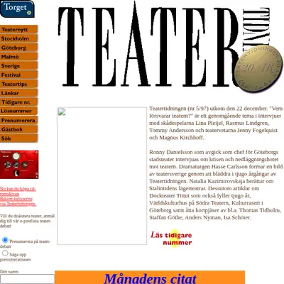 Teatertidningen startsida 1998