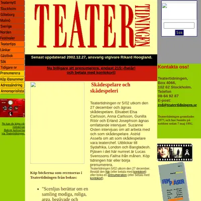 Teatertidningen startsida 2003