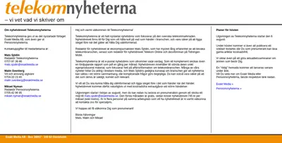 www.telekomnyheterna.se startsida 2007