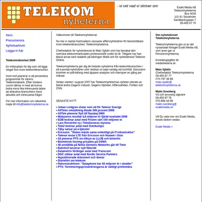 www.telekomnyheterna.se startsida 2009