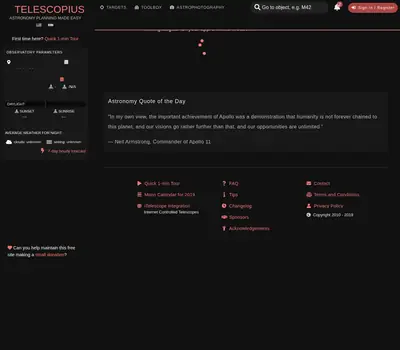 Telescopium startsida 2019