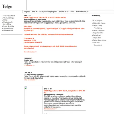 Telgebo startsida 2005