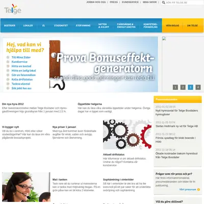 Telgebo startsida 2012
