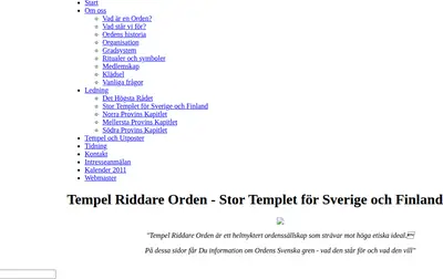 www.tempelriddareorden.se startsida 2011