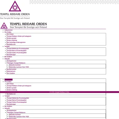 www.tempelriddareorden.se startsida 2026