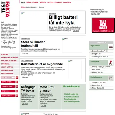 Testfakta.se startsida 2006