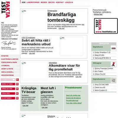 Testfakta.se startsida 2007