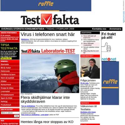 Testfakta.se startsida 2009