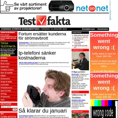 Testfakta.se startsida 2010