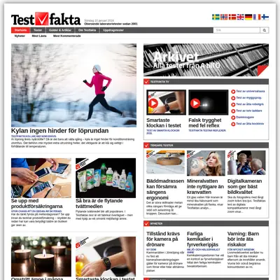 Testfakta.se startsida 2016