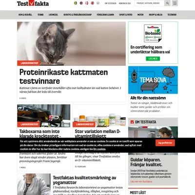 Testfakta.se startsida 2021