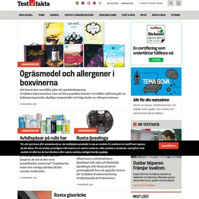 Testfakta.se startsida 2022