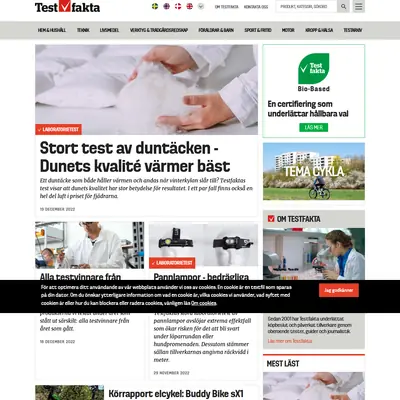 Testfakta.se startsida 2023