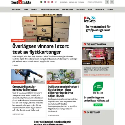 Testfakta.se startsida 2026