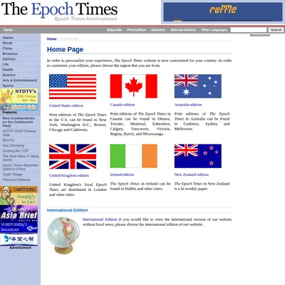 Epoch Times startsida 2006