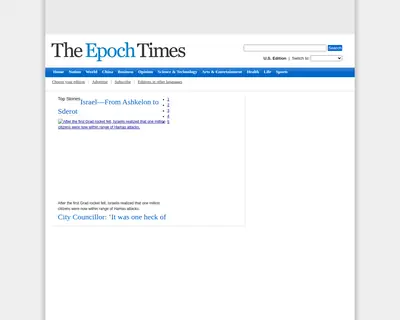 Epoch Times startsida 2009